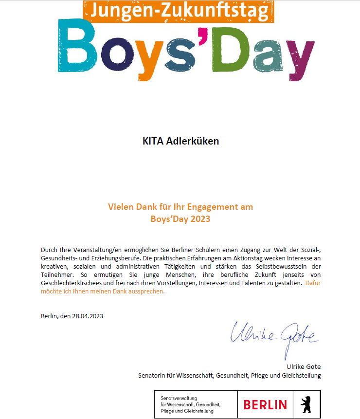Boys' Day in der KITA am 27. April Boys' Day in der KITA am 27. April-1