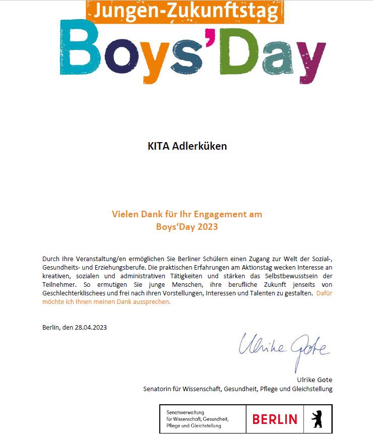 Boys' Day in der KITA am 27. April-1